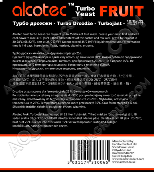 Специальные фруктовые дрожжи Alcotec TURBO FRUIT